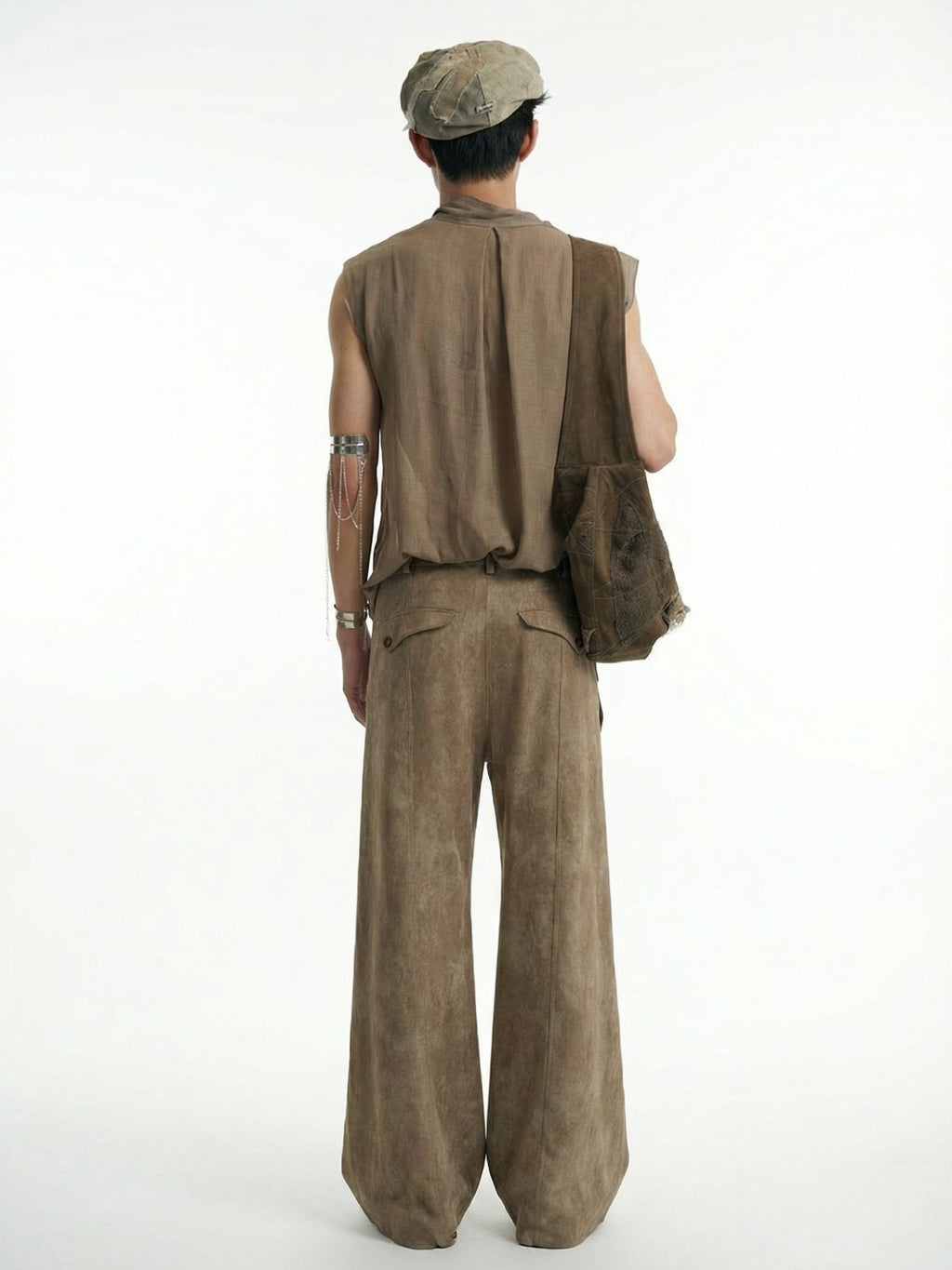 Textured Linen Scimitar Pants