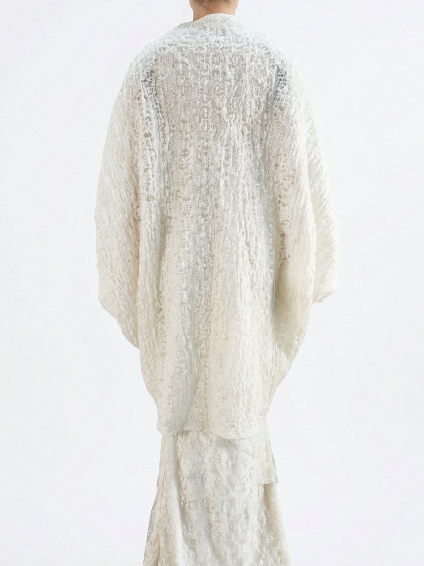 Fog White Pleated Shawl