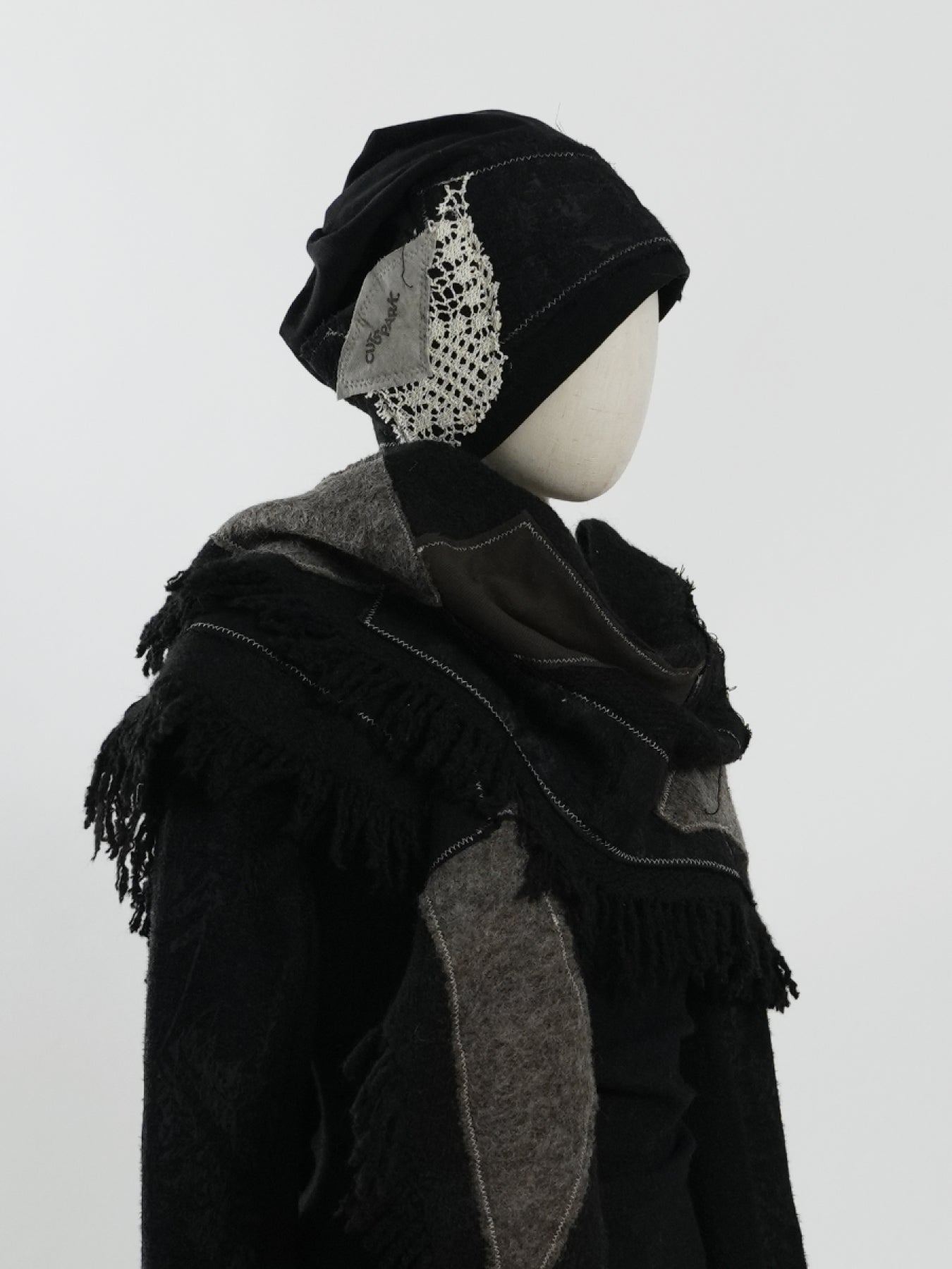 Knitted fringe triangle scarf