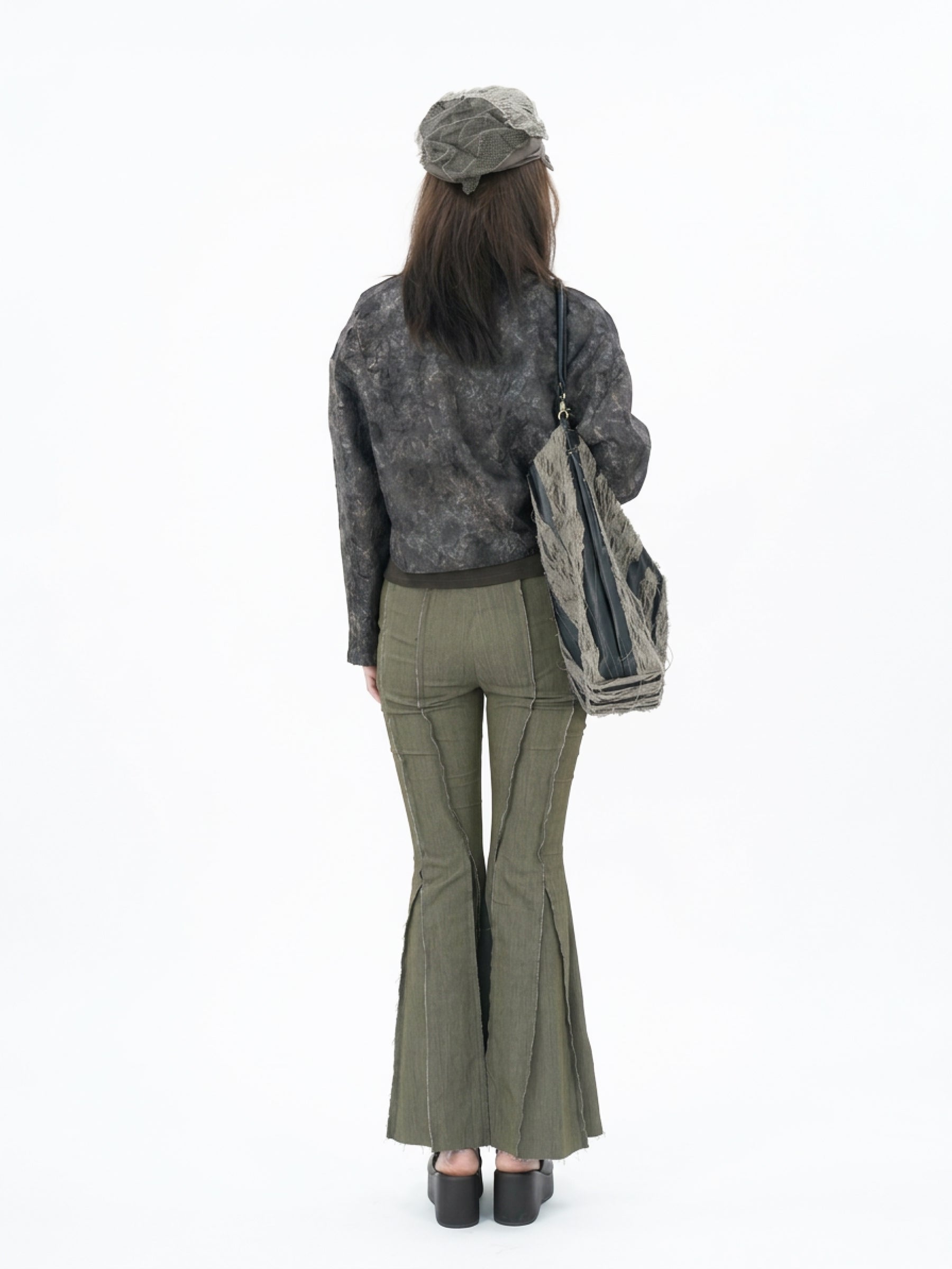 Ripped and frayed flared jeans