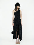 Lace and velvet spliced dress