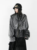 Fishbone Pattern Fur - Dark Gray