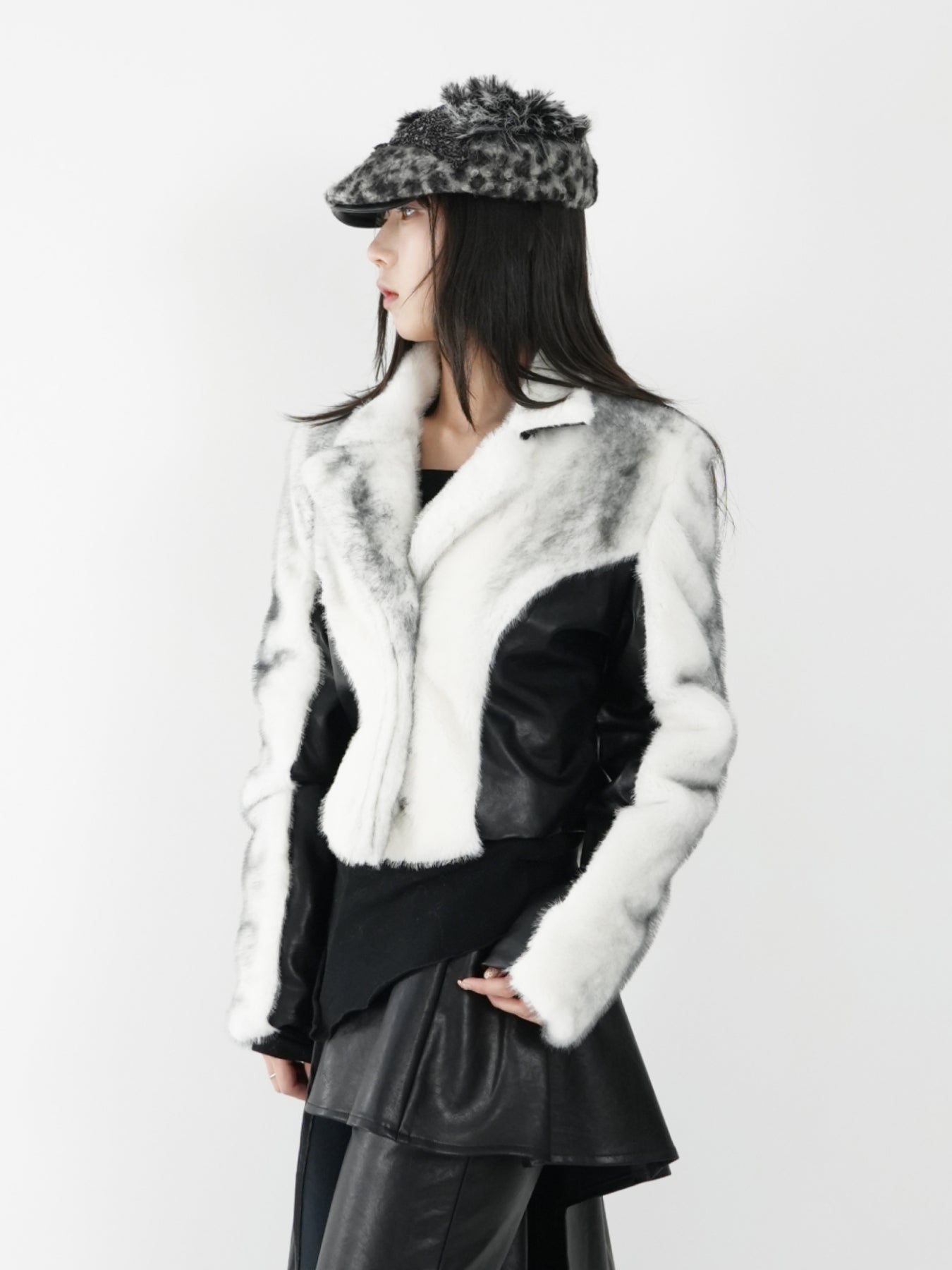 Peak Lapel Spliced Fur Suit