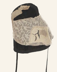 Black collage straw woven bonnet