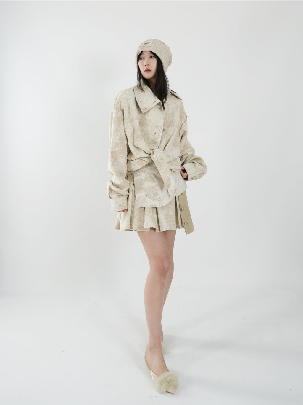 Asymmetric Pleated Skirt