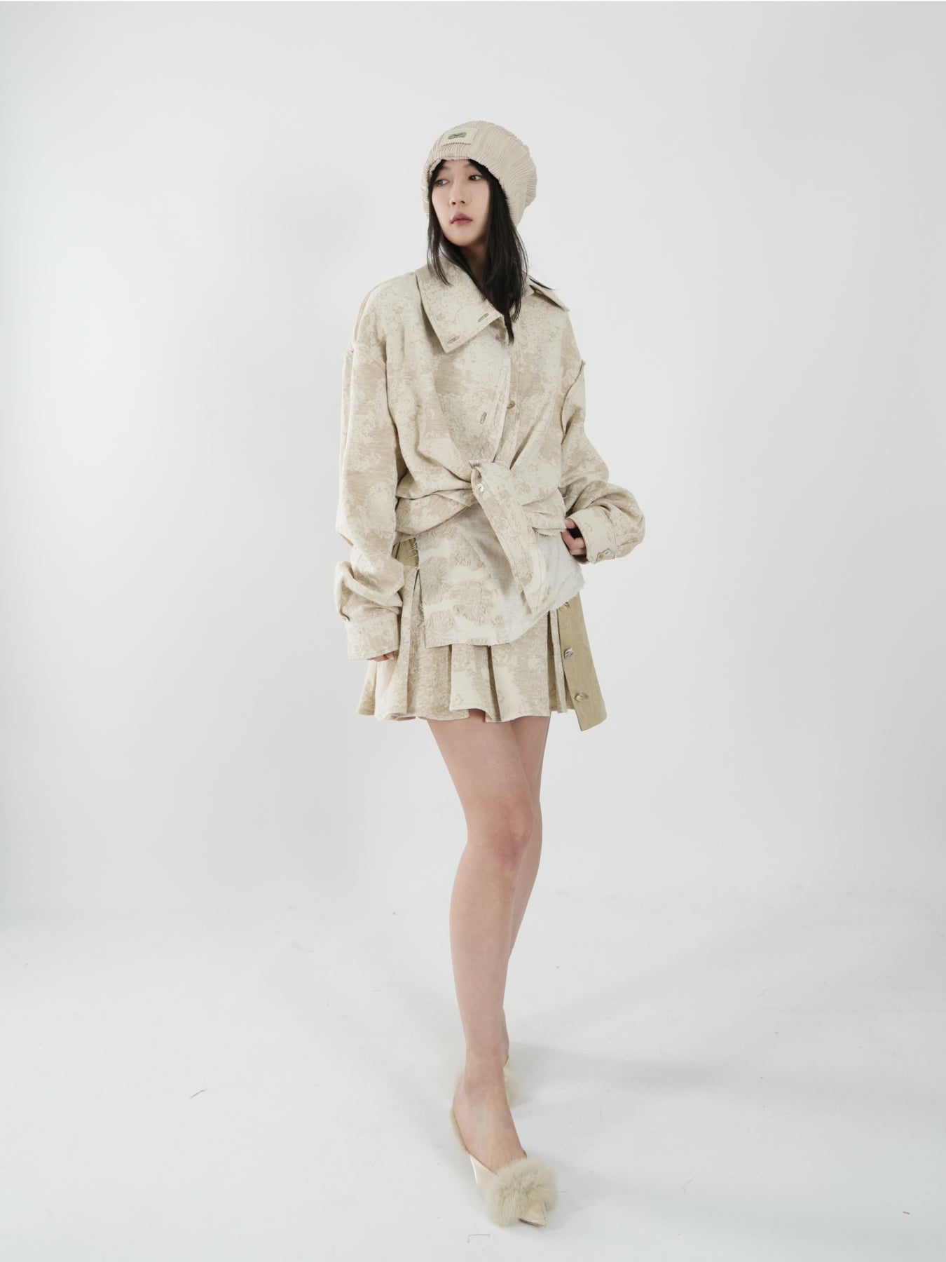 Asymmetric Pleated Skirt