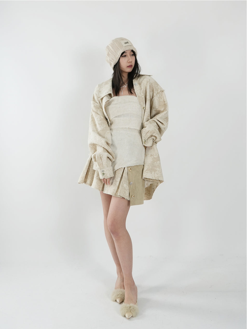 Asymmetric Pleated Skirt