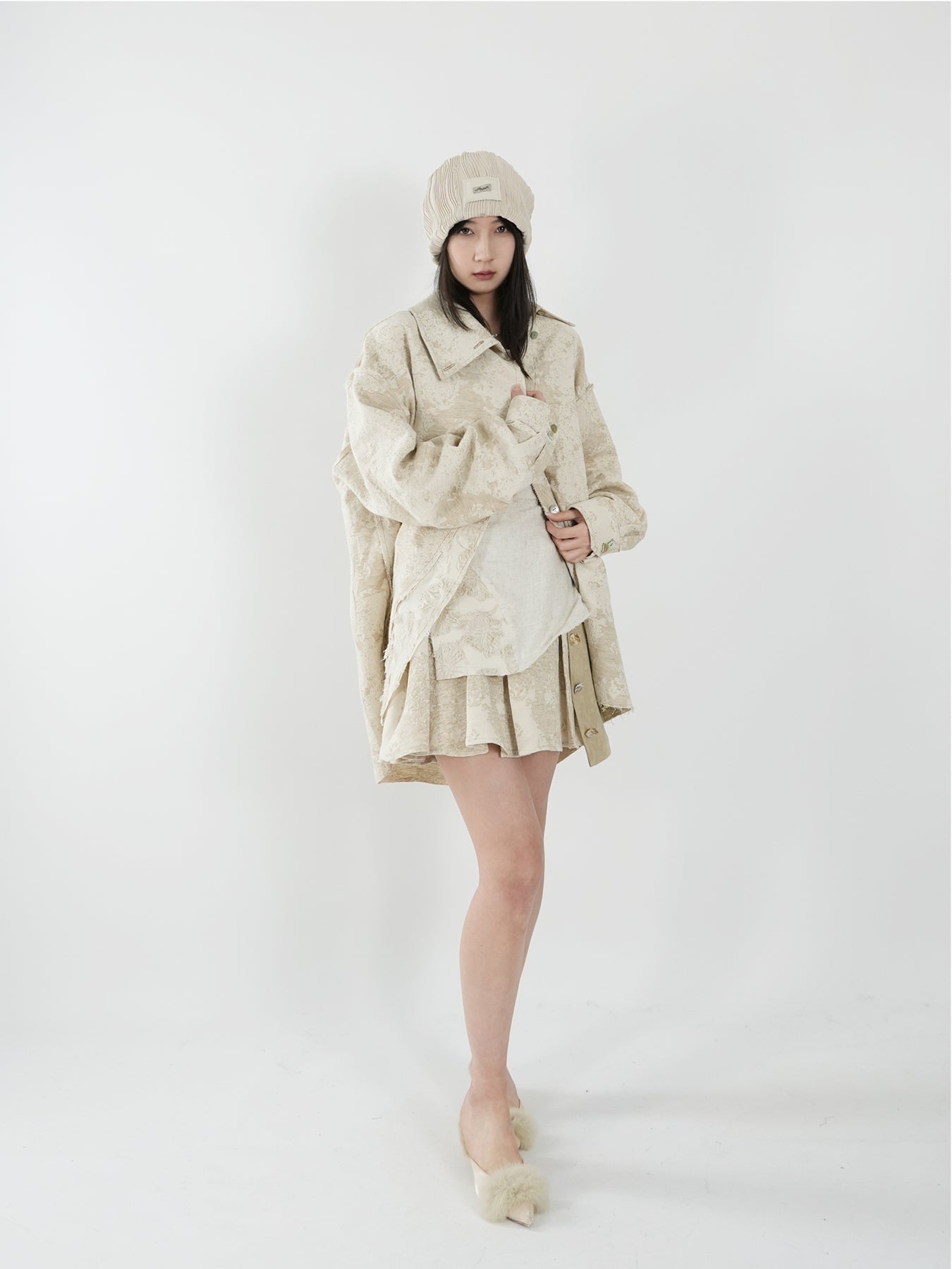 Asymmetric Pleated Skirt