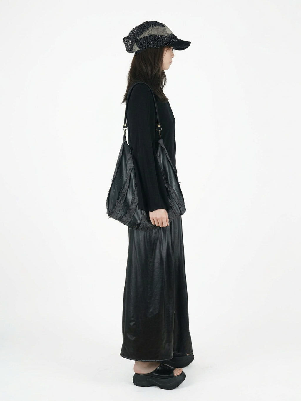 Long skirt with waist pleats