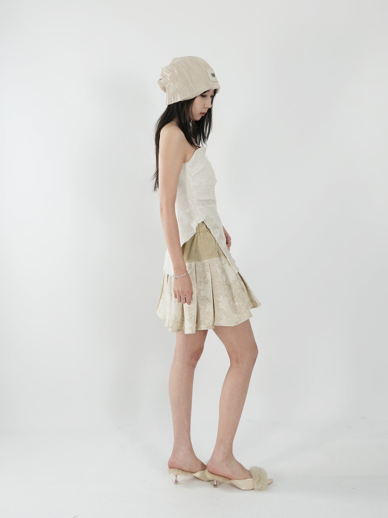 Cotton and linen tailored tube top