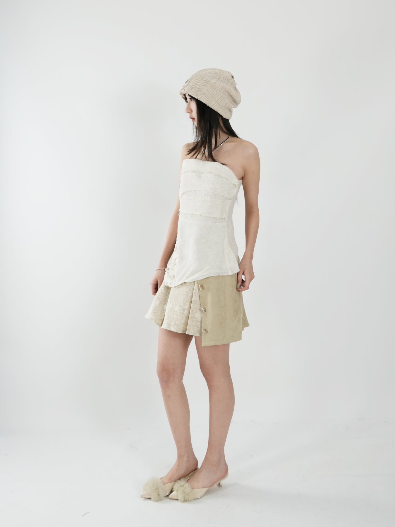 Cotton and linen tailored tube top