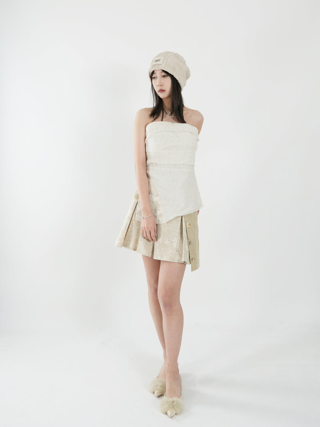 Cotton and linen tailored tube top