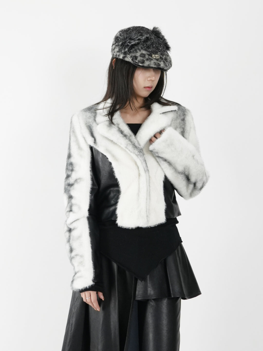 Peak Lapel Spliced Fur Suit