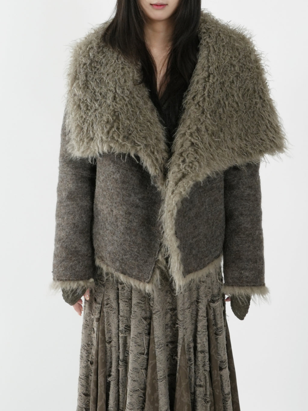 Eco Fur Tank Collar Short Coat