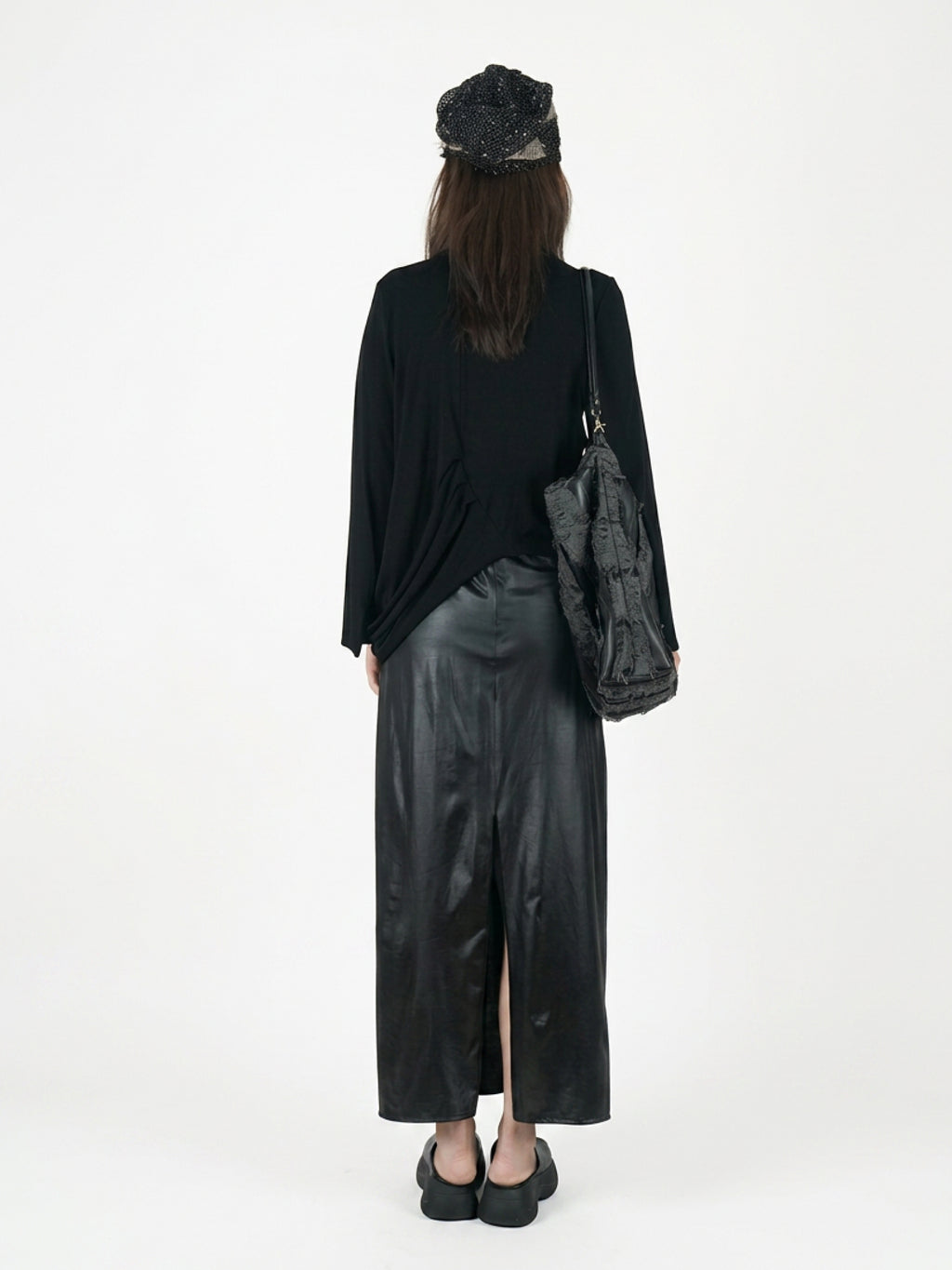 Long skirt with waist pleats