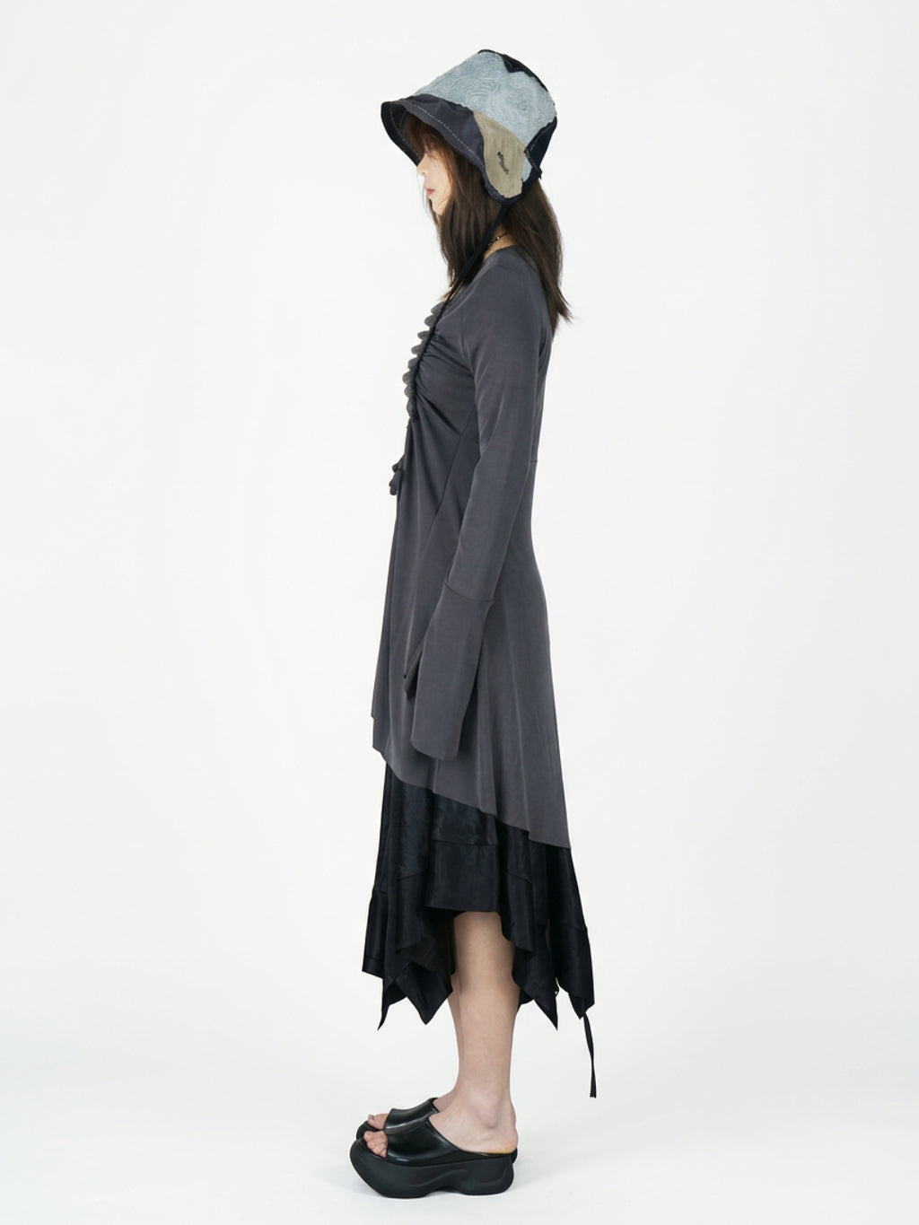 Drawstring ruffled top