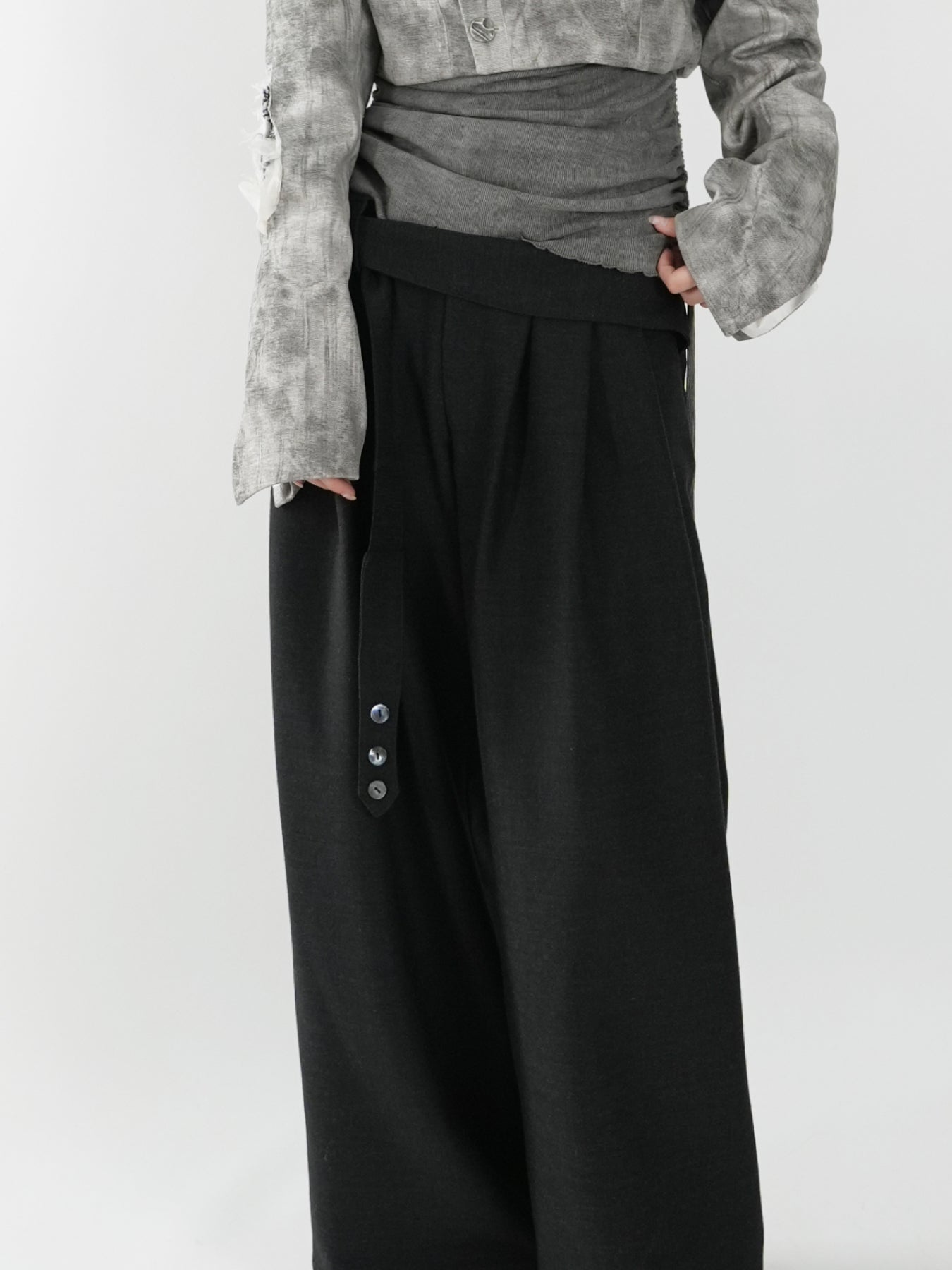 Waist-tie Wide-leg Pants