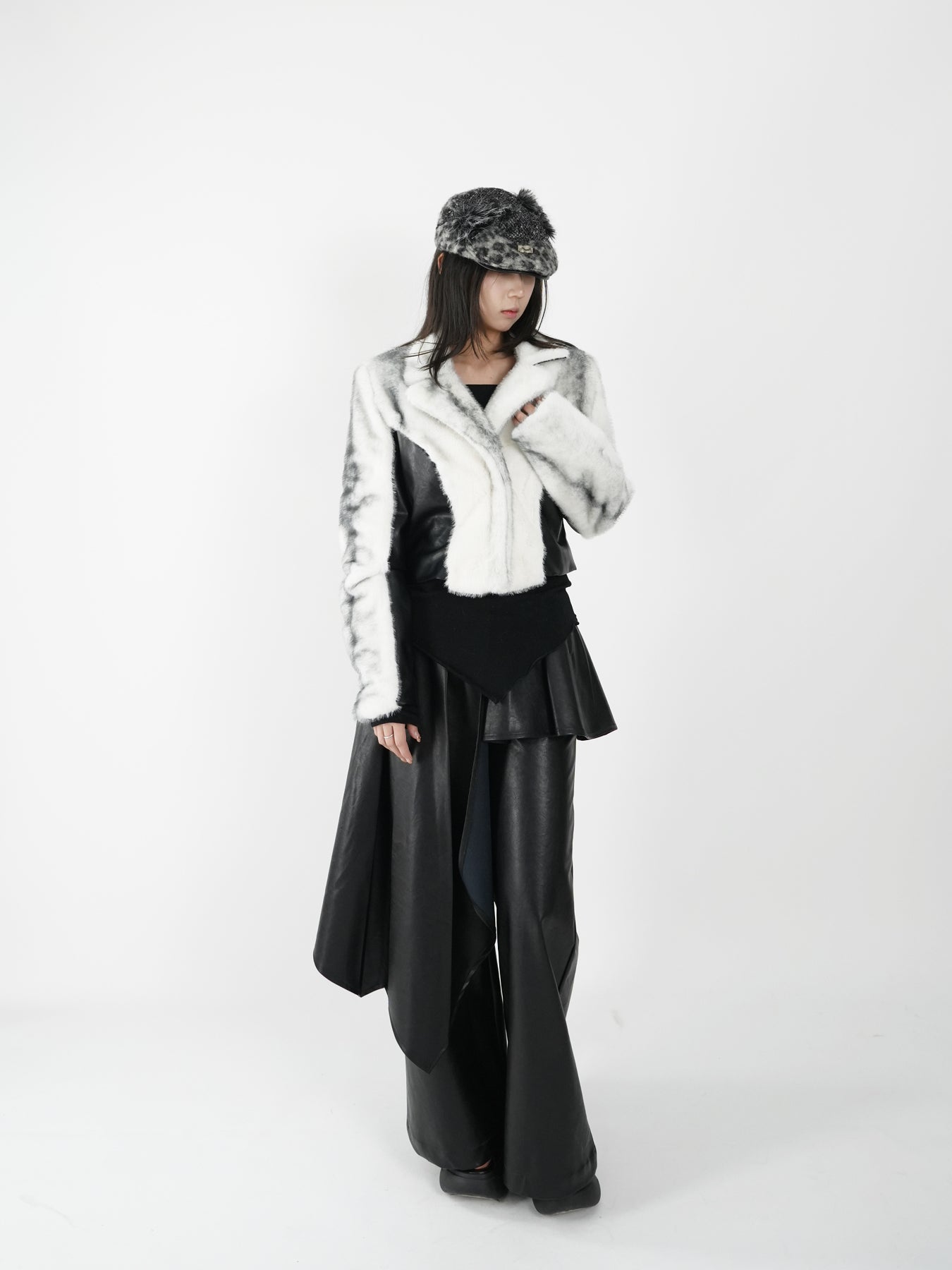 Peak Lapel Spliced Fur Suit