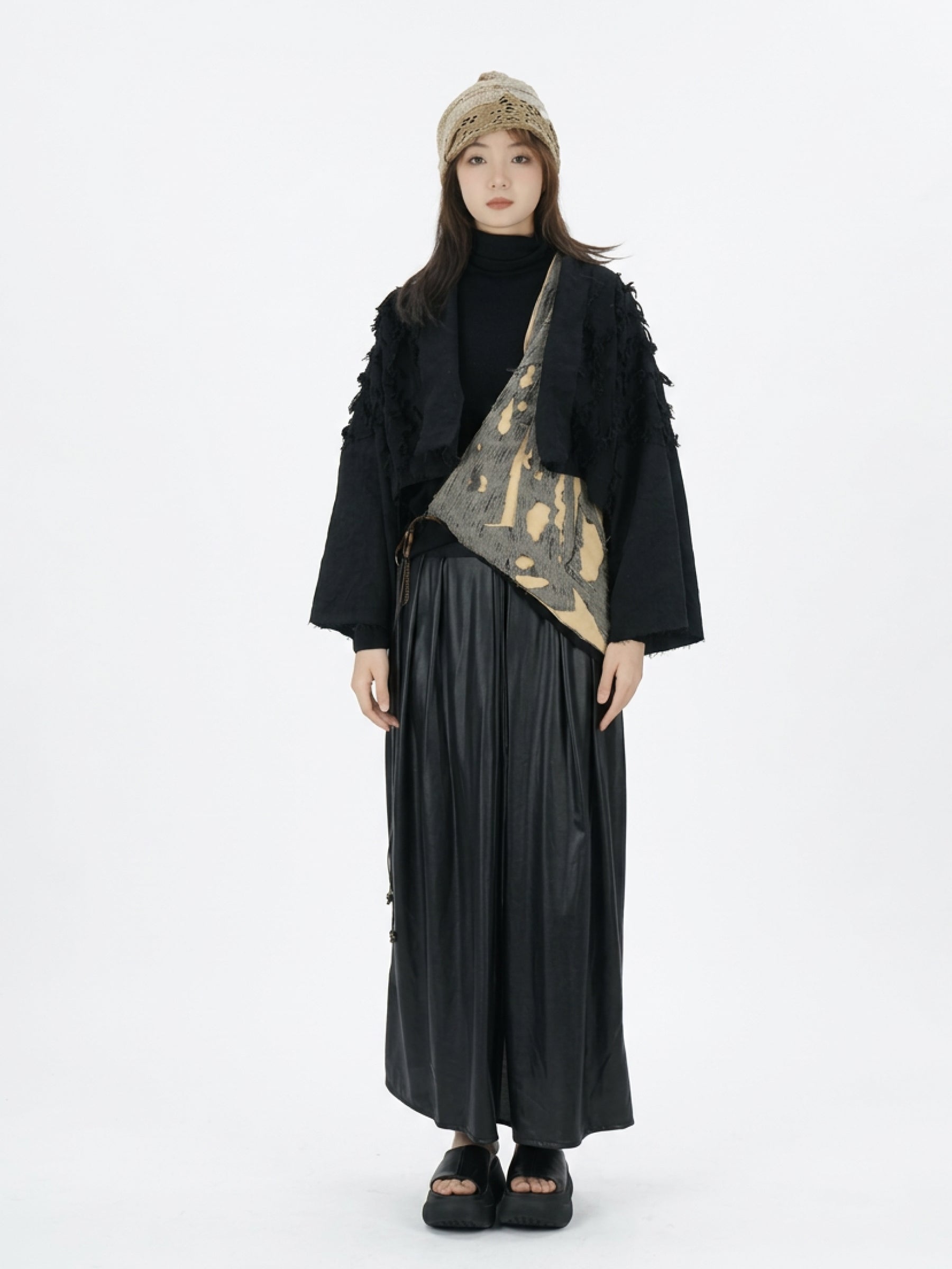 Long skirt with waist pleats