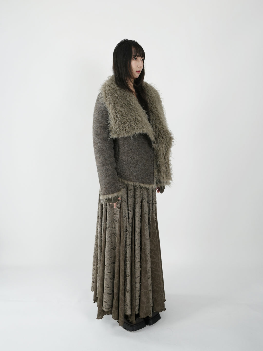 Eco Fur Tank Collar Short Coat