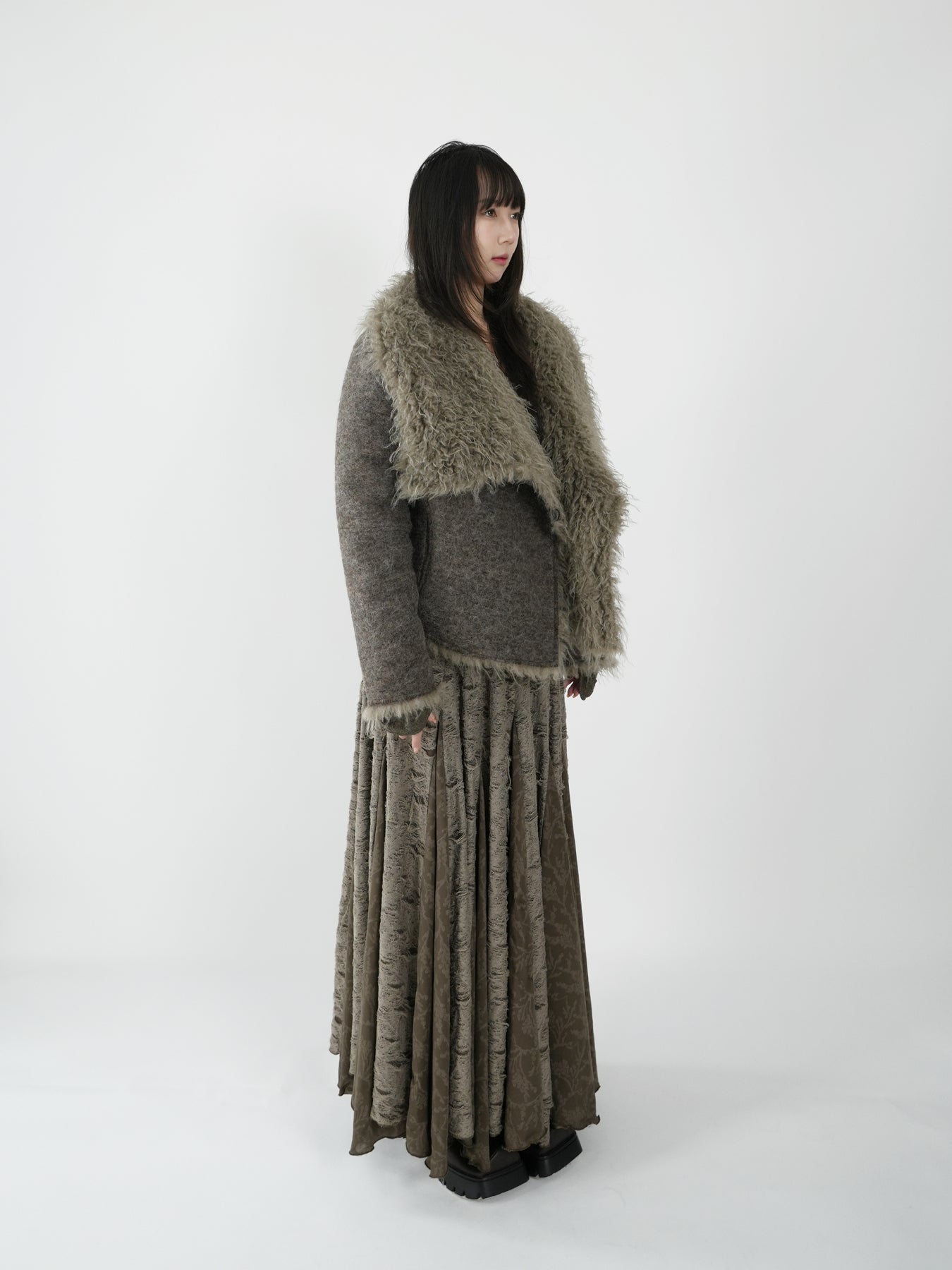 Eco Fur Tank Collar Short Coat