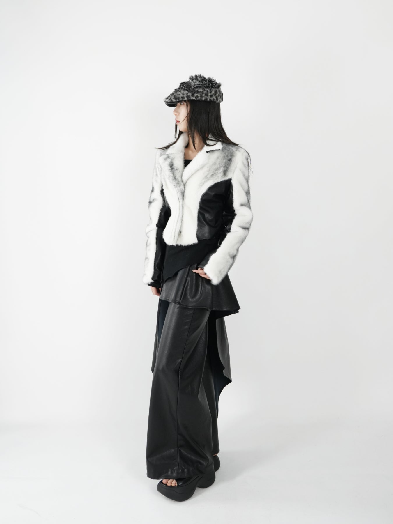 Peak Lapel Spliced Fur Suit