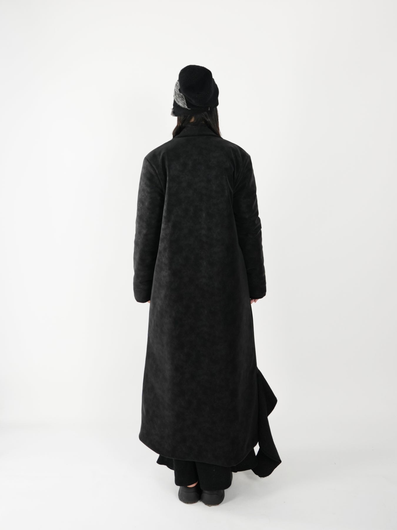 Spliced Long Leather Coat