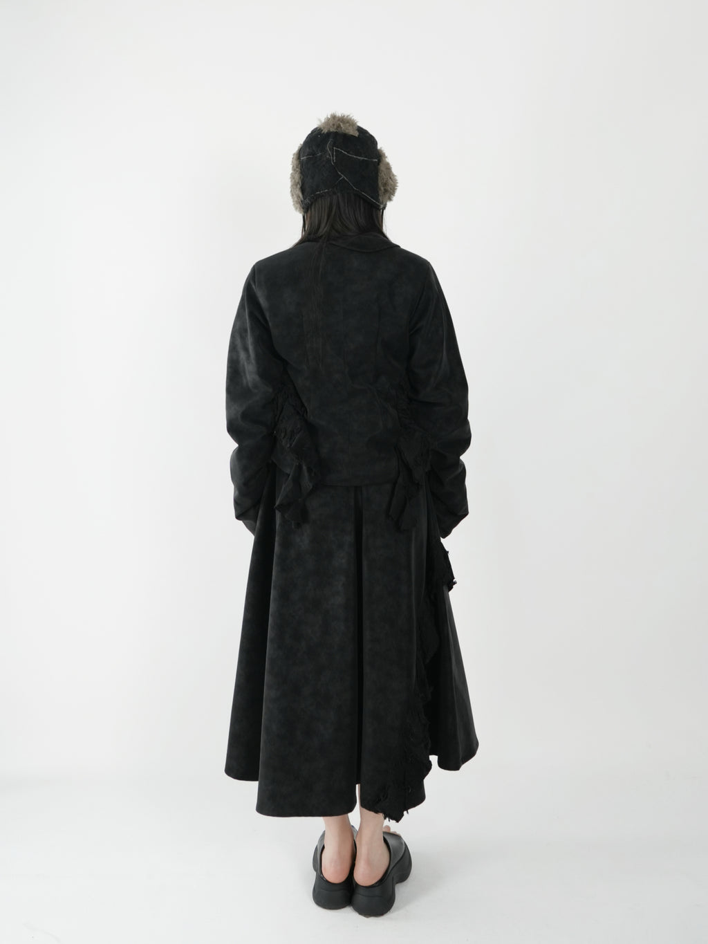 Paneled Leather Skirt