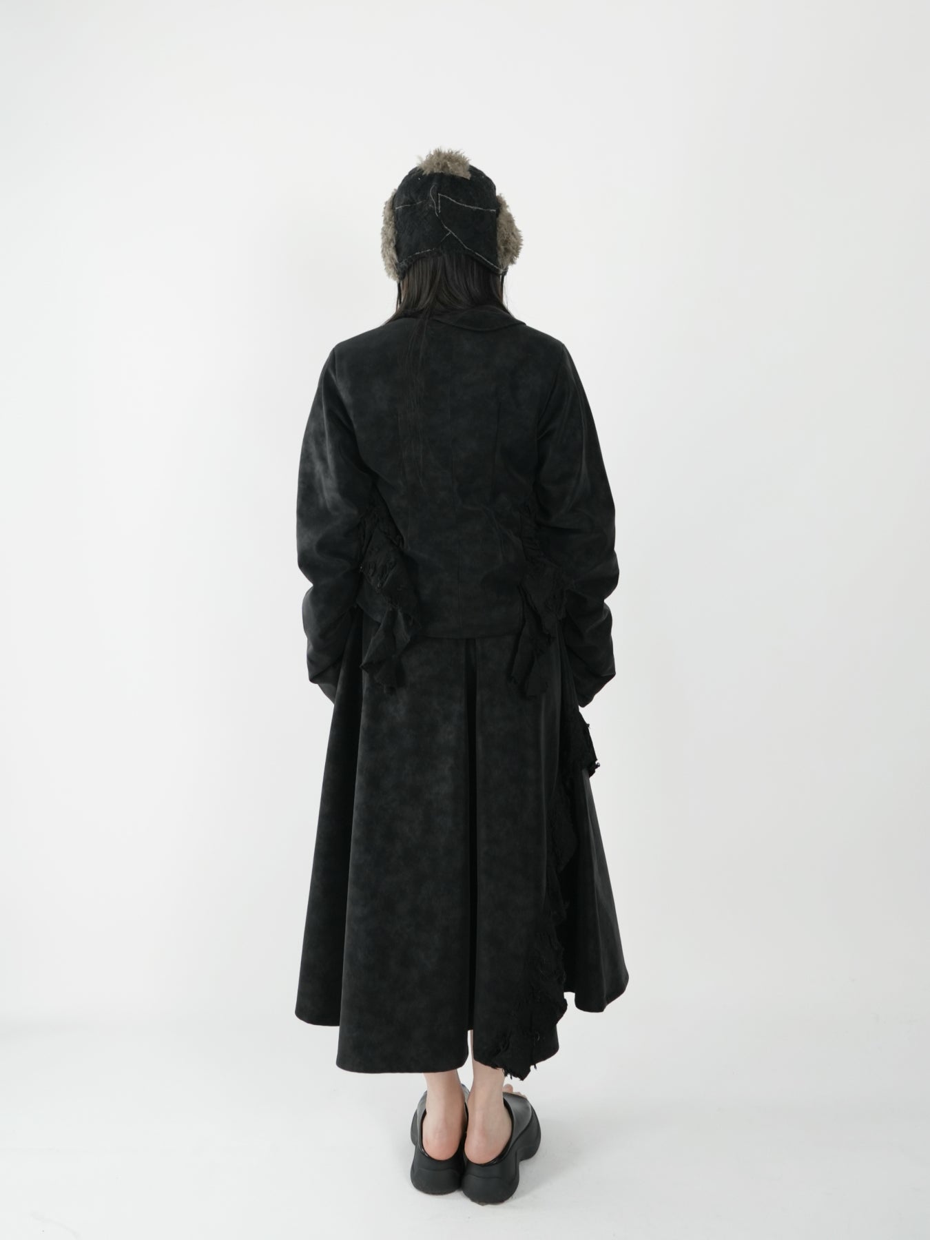 Paneled Leather Skirt