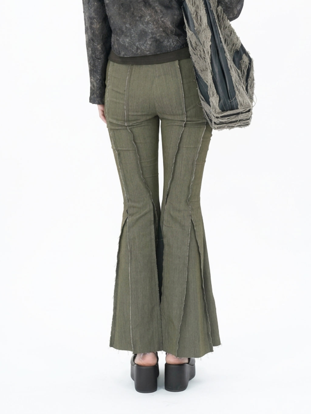Ripped and frayed flared jeans