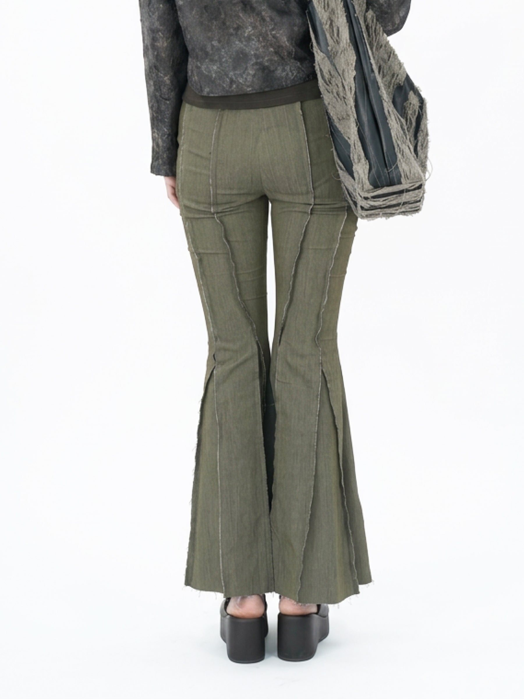 Ripped and frayed flared jeans