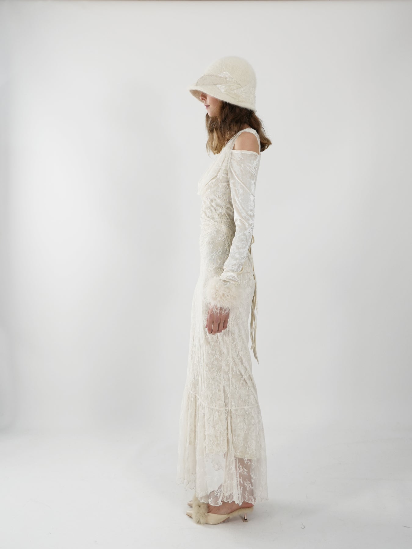 Two-piece Off-the-shoulder Dress with Cowl Neck Detail