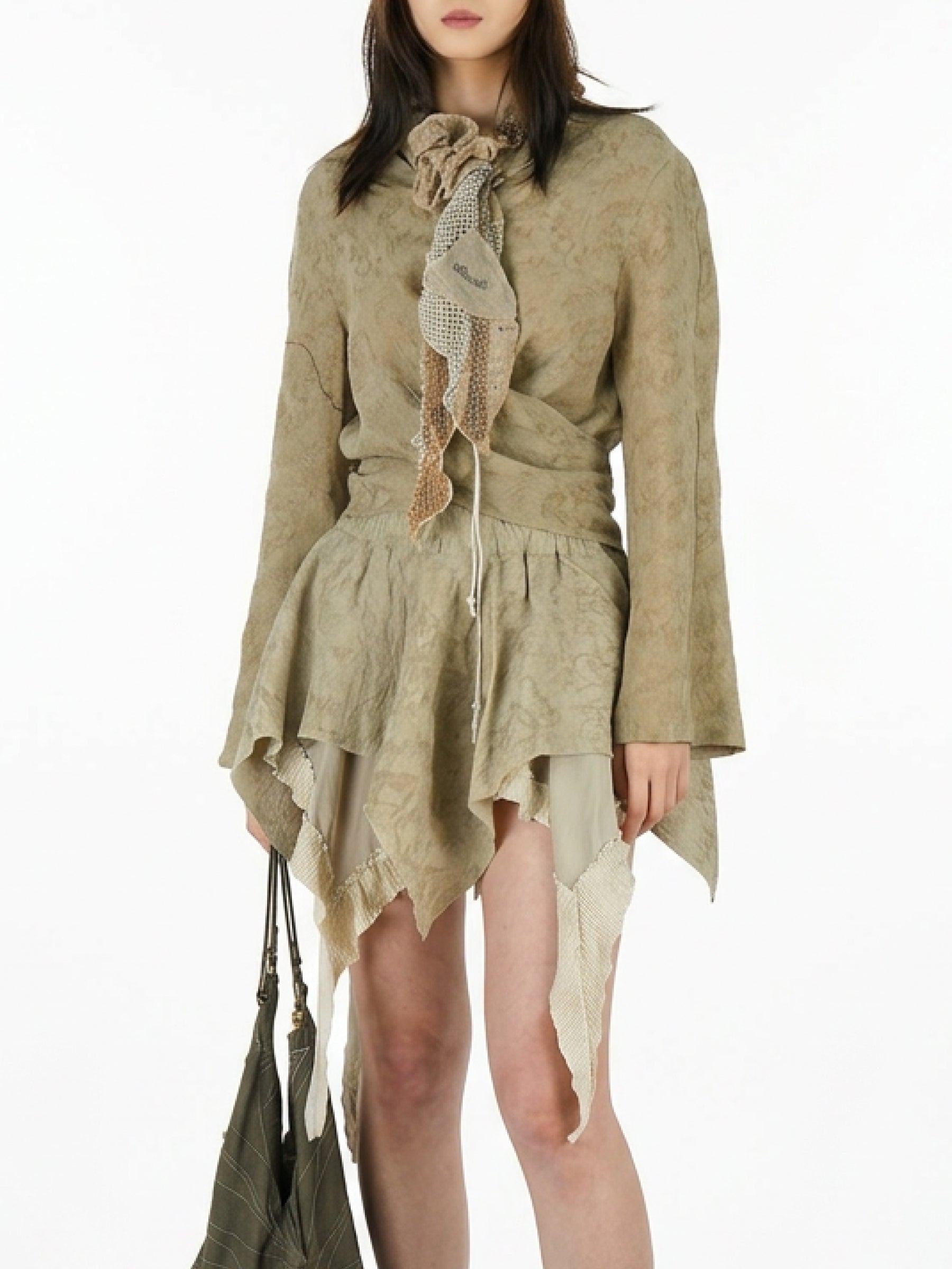 V-neck cross hem top