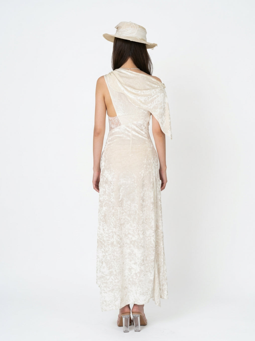 Lace and velvet spliced dress
