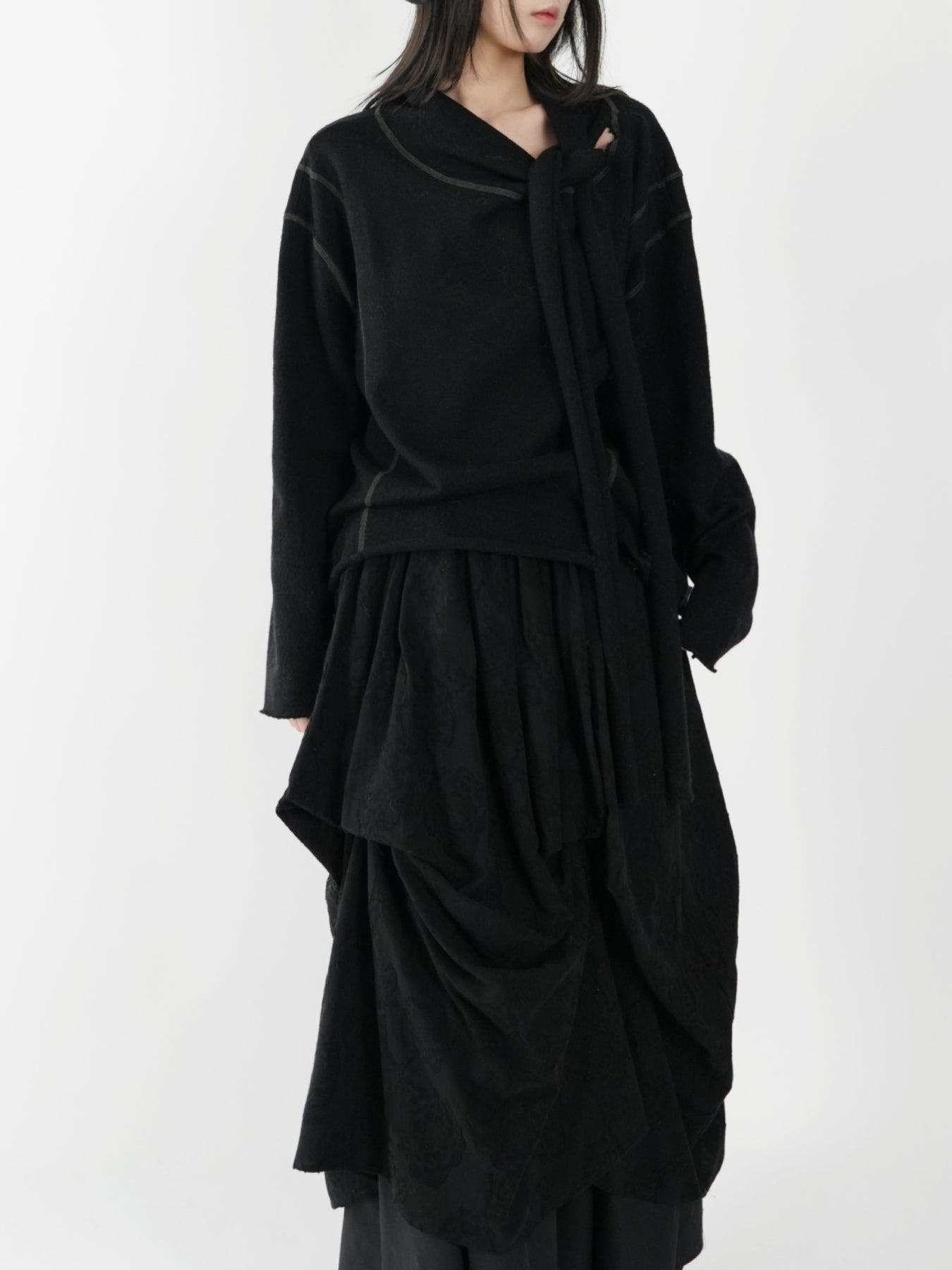 Asymmetric Drawstring Half Skirt