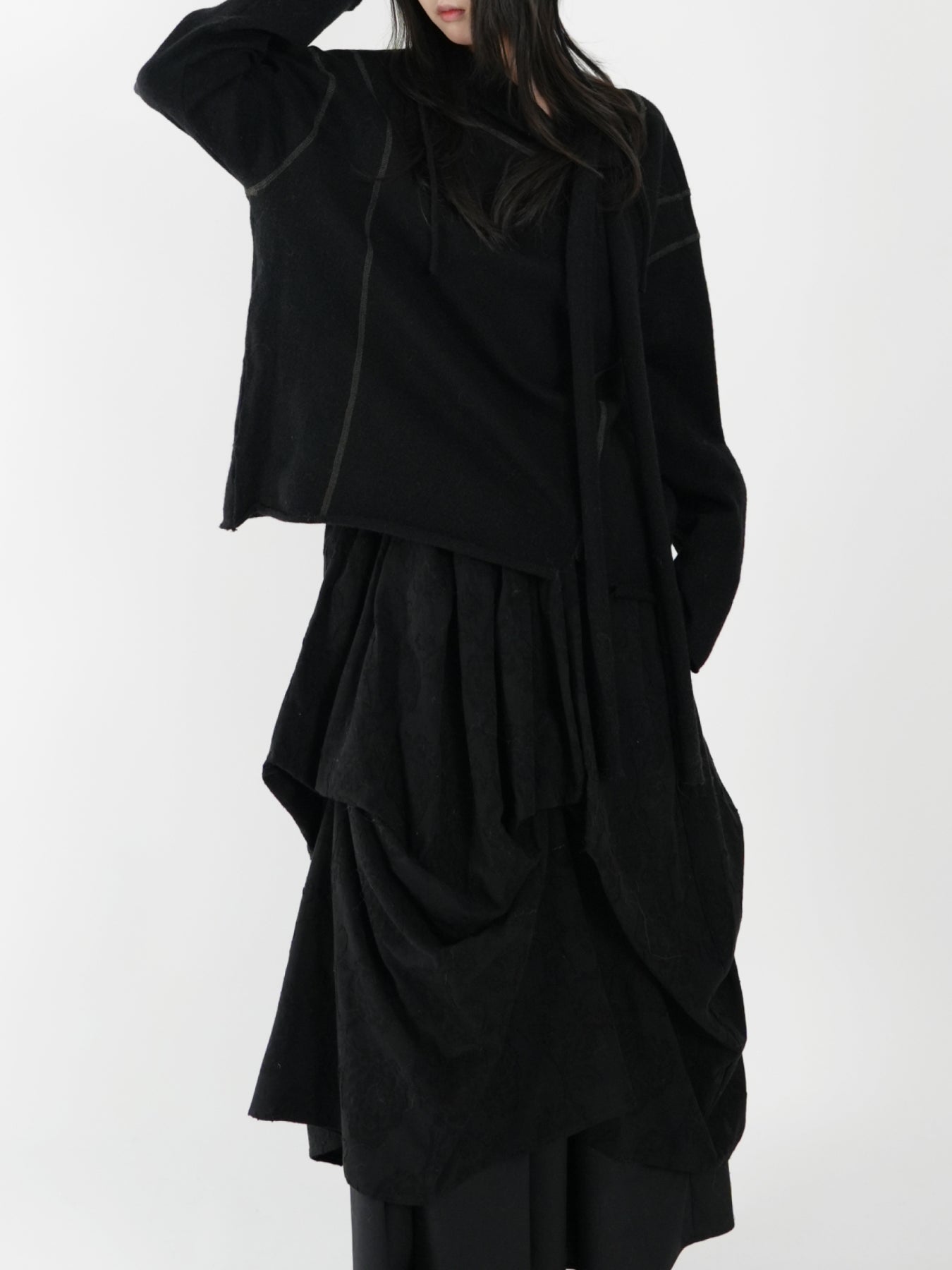 Asymmetric Drawstring Half Skirt