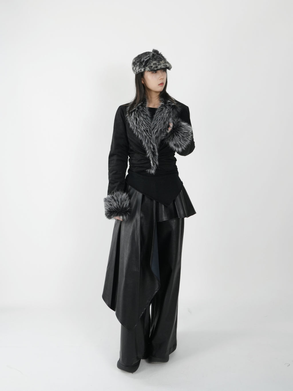 Pleated Frayed Suit