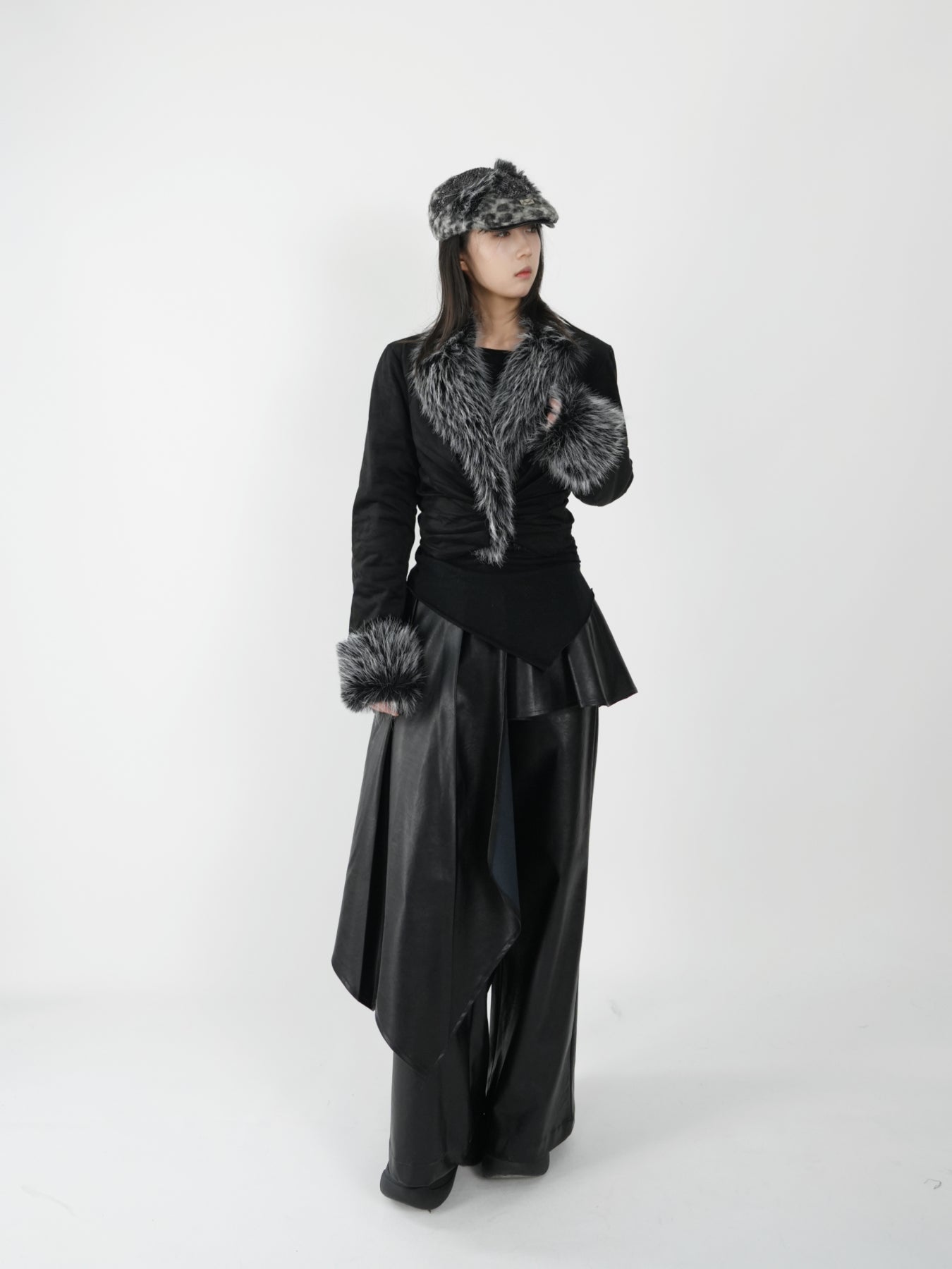 Pleated Frayed Suit