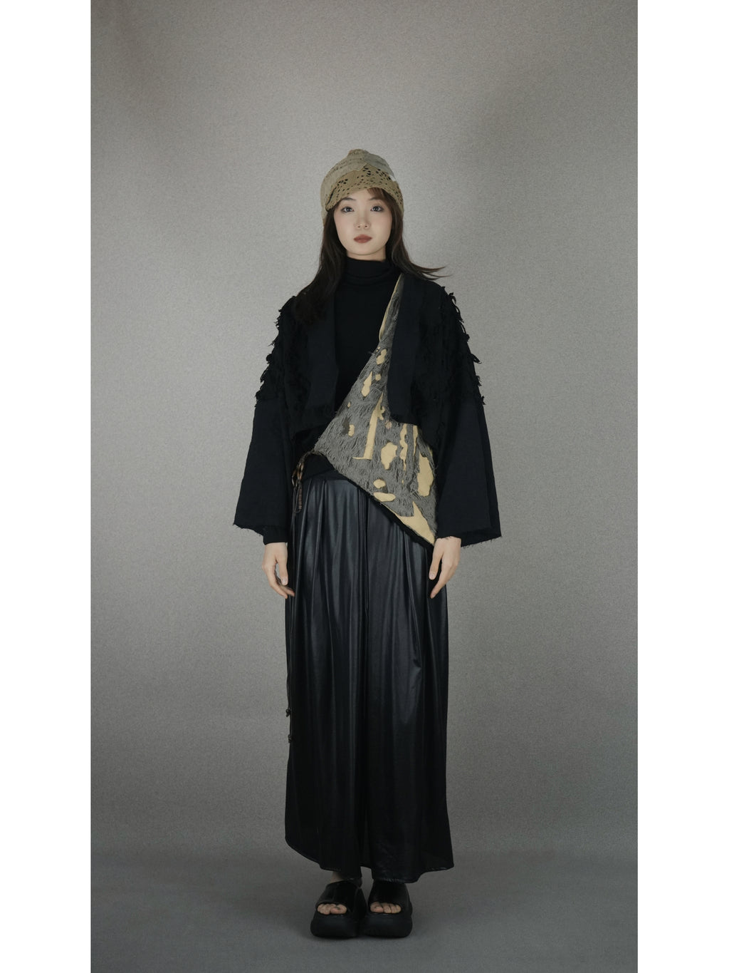 Long skirt with waist pleats