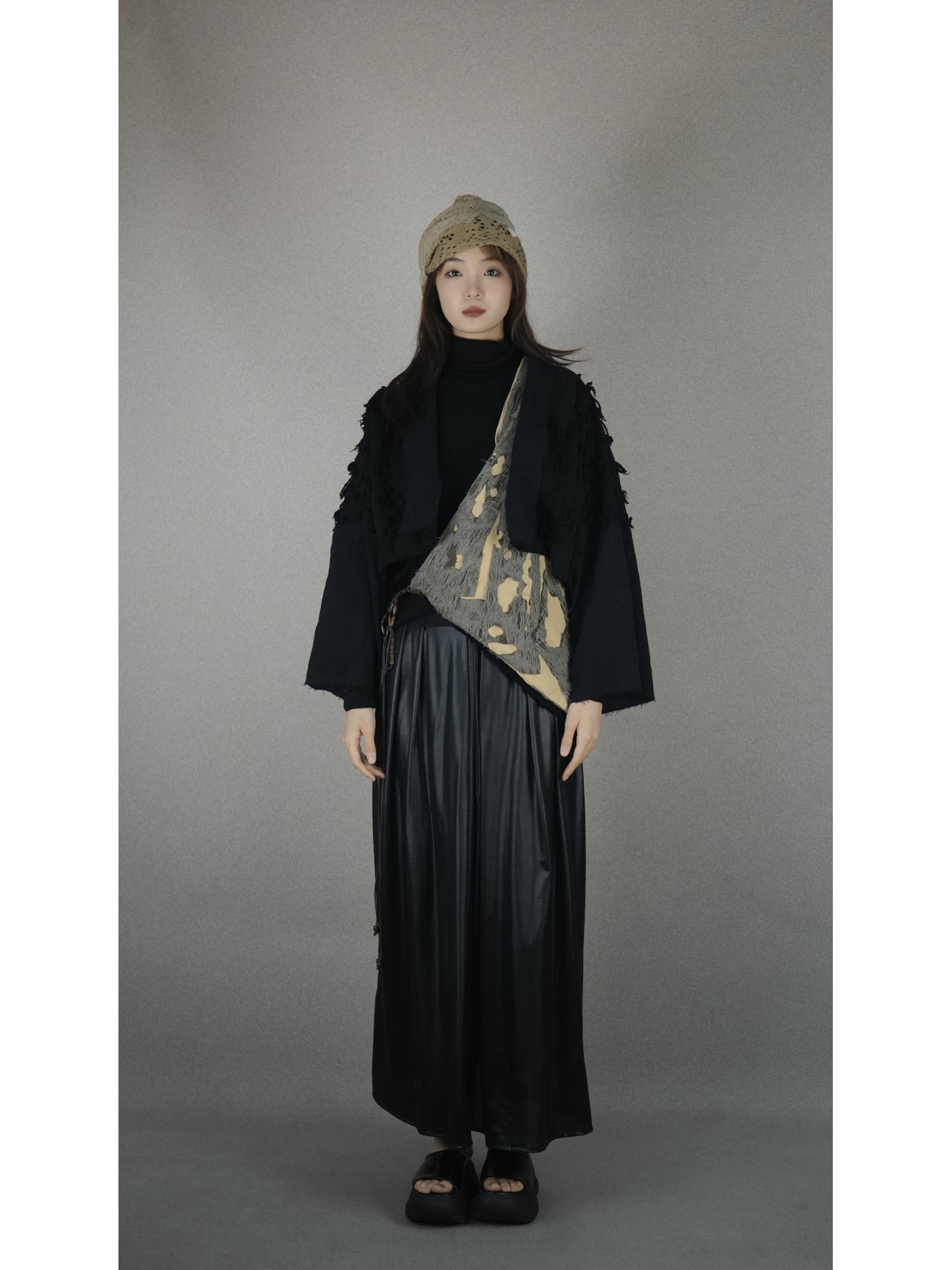 Long skirt with waist pleats