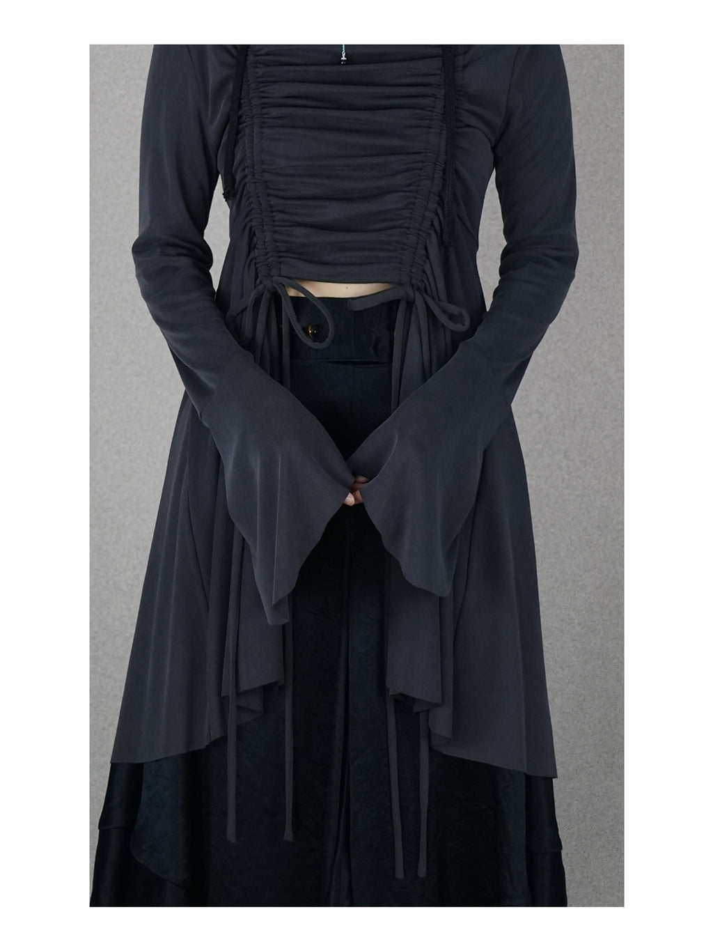 Drawstring ruffled top