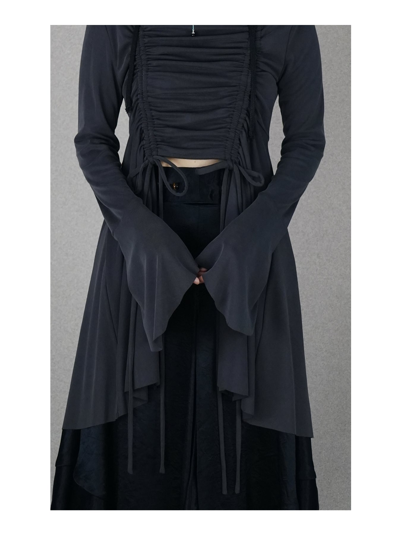 Drawstring ruffled top