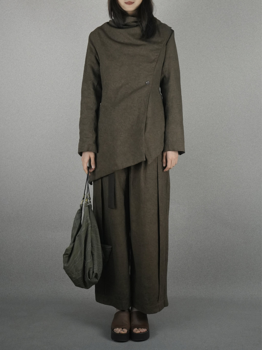 Brown straight-leg pants