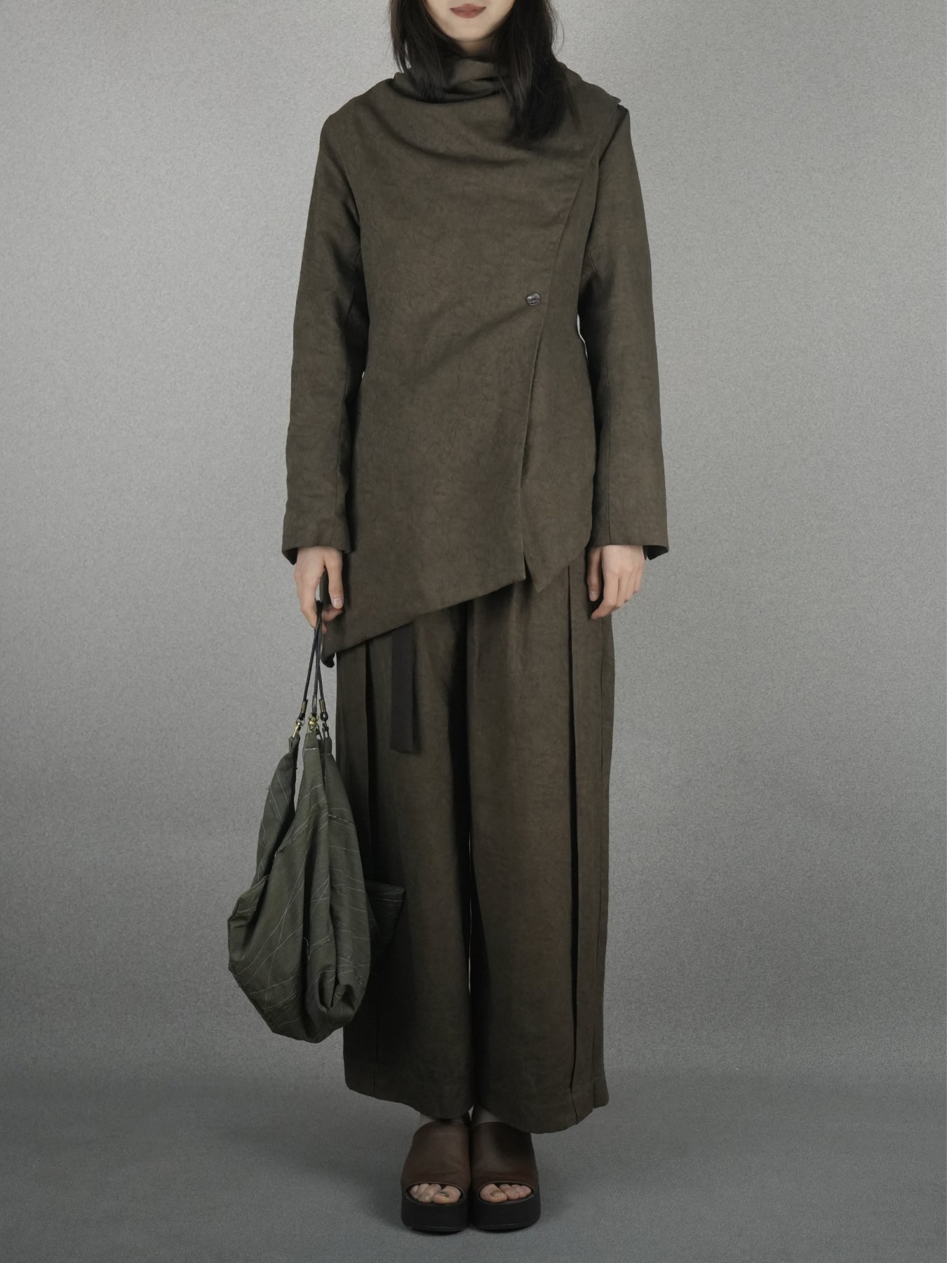 Brown straight-leg pants