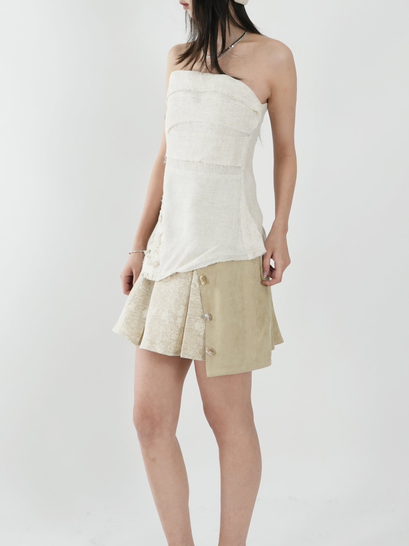 Cotton and linen tailored tube top