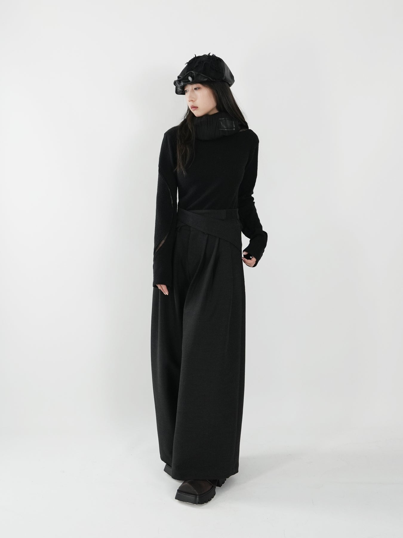 Waist-tie Wide-leg Pants