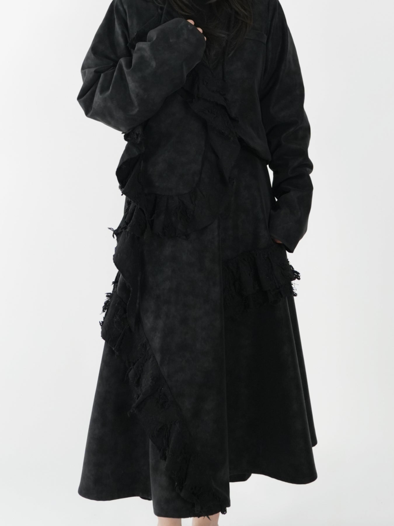 Paneled Leather Skirt