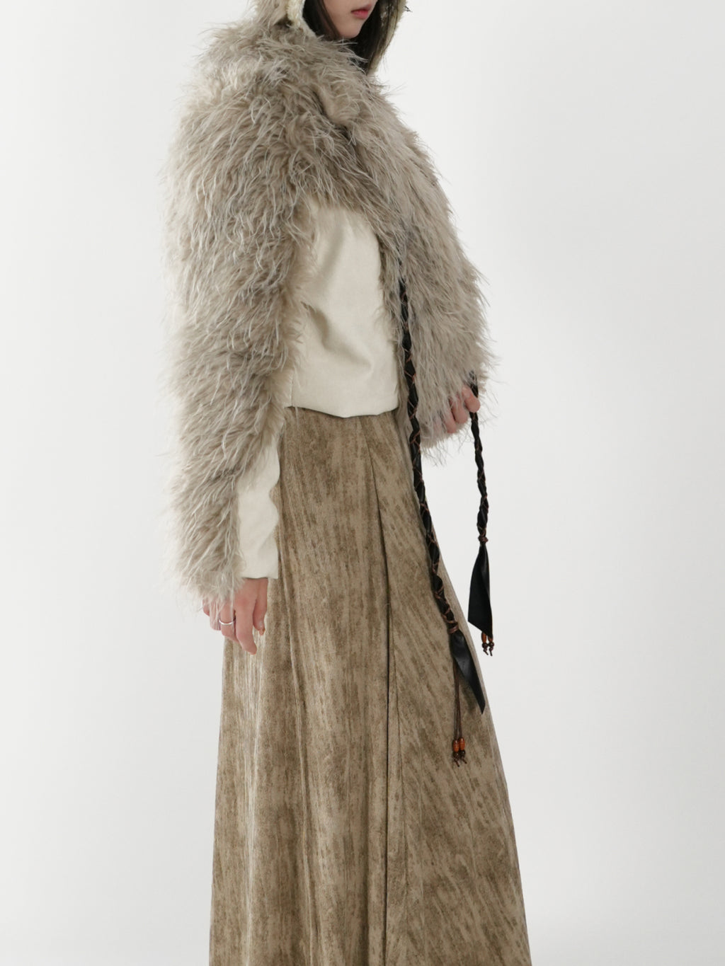 Peak Lapel Spliced Fur Suit