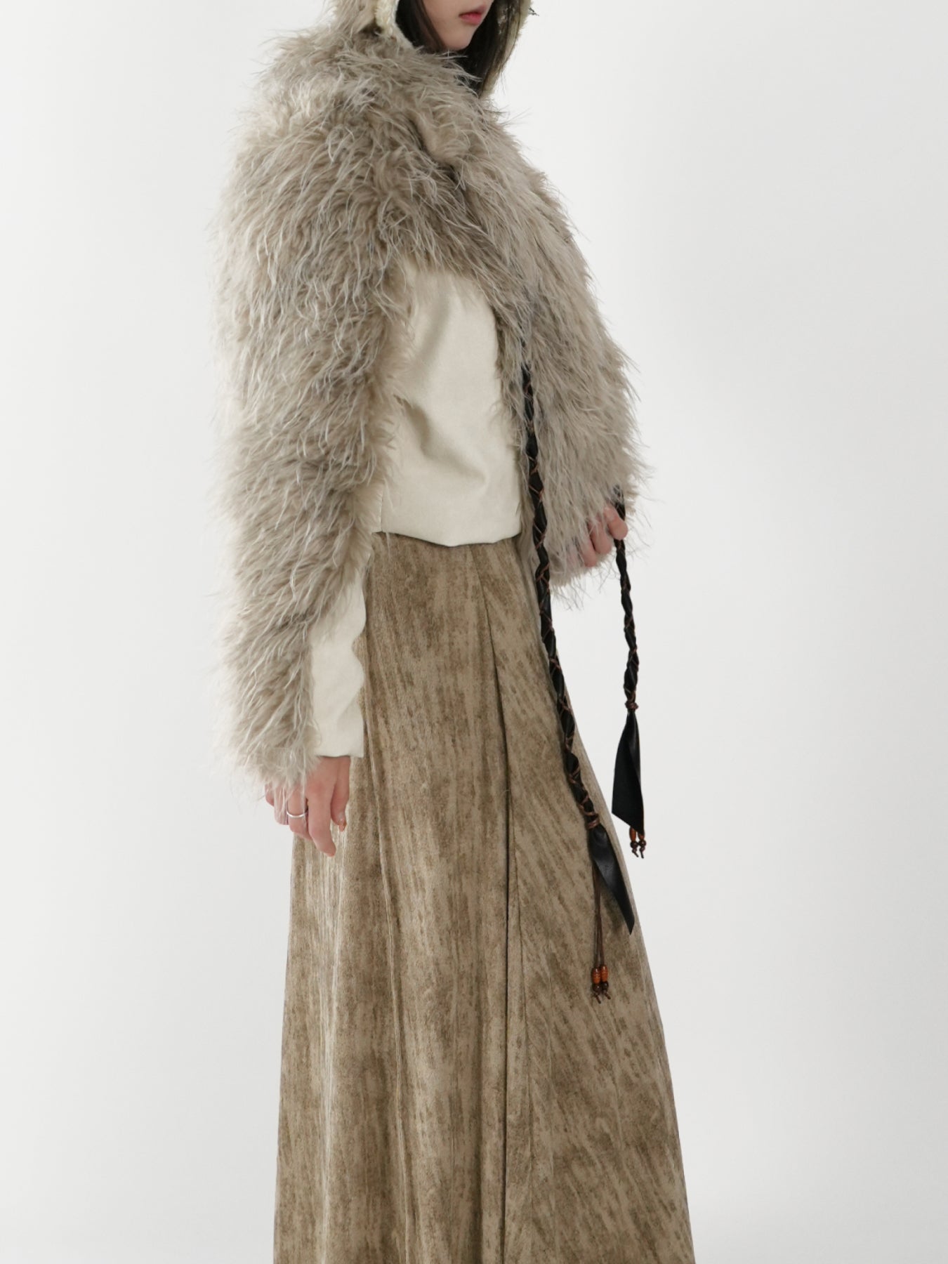 Peak Lapel Spliced Fur Suit