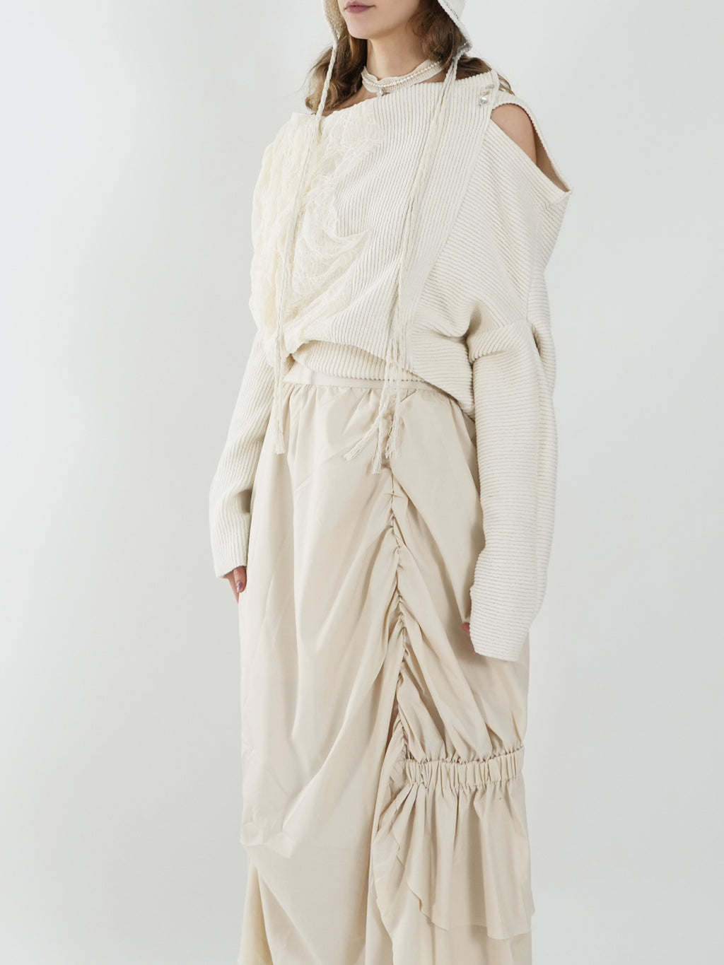 Asymmetric Drawstring Half Skirt